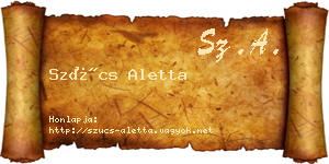 Szűcs Aletta névjegykártya